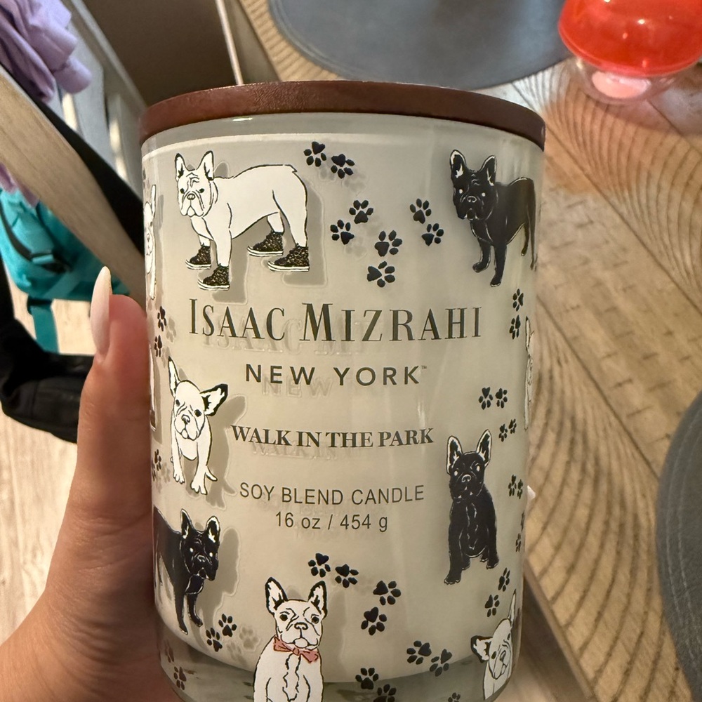 French bulldog Isaac Mizrahi soy candle